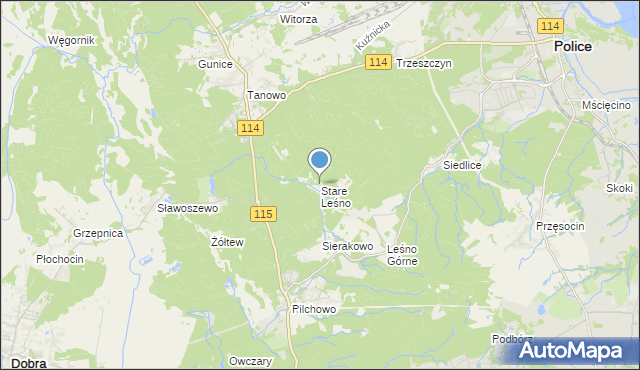 mapa Stare Leśno, Stare Leśno na mapie Targeo